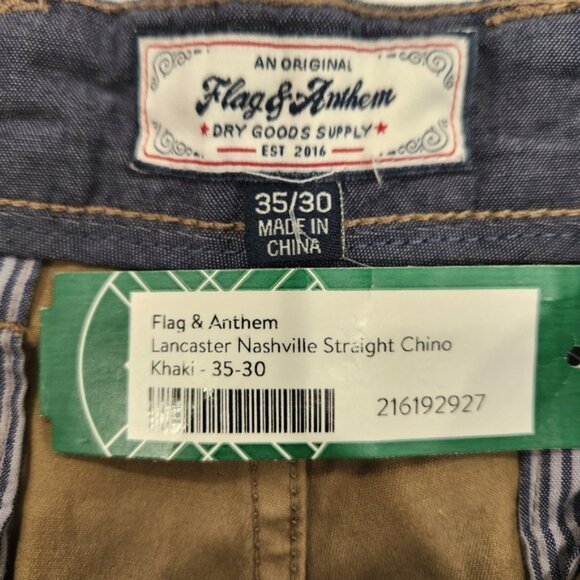 Flag and Anthem Pants Mens 35x30 Khaki Nashville Straight Stretch Chinos - Picture 6 of 12